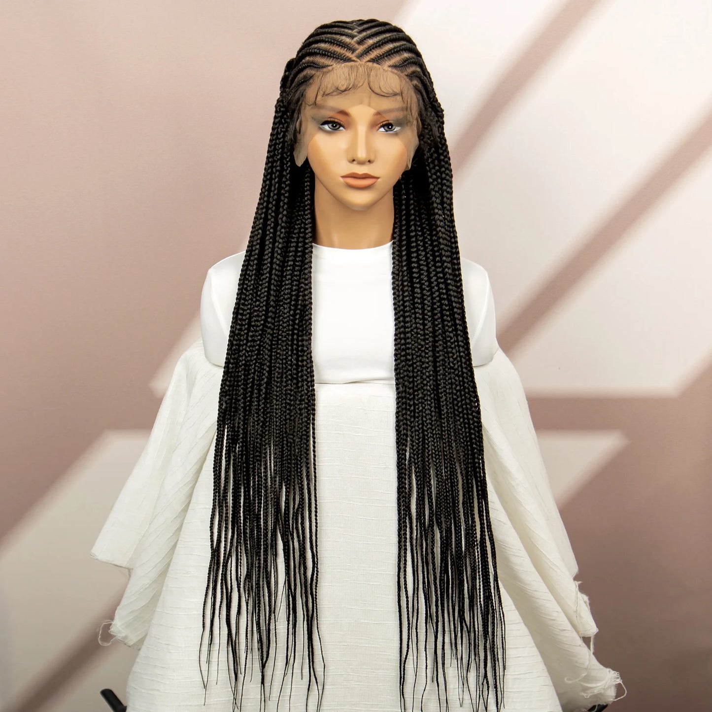 Braids SENSE Full Lace Synthetic Braided Wigs Lace Frontal Box Braids Wigs with Baby Hair 36 Inches for Black Women Daily Use Natural Look