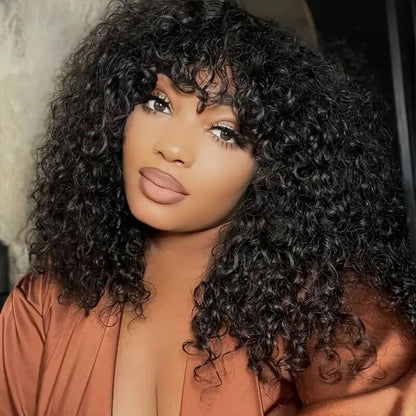 Lace wigs Sophies Wear And Go Glueless Wig Human Hair Wig 250% Density Afro Kinky Full Machine Made Fringe Wig For Women