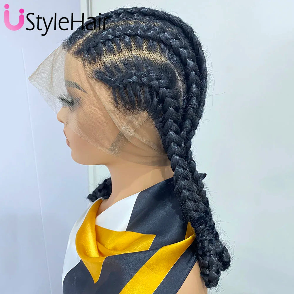 Braids SENSE Synthetic Full Lace Braids Wig for Black Women Shoulder Length Braided Lace Front Wigs Black Daily Used Wig Heat Resistant Hair