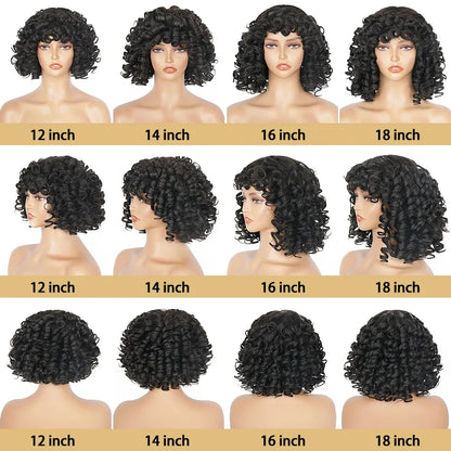 Short SENSE Egg Curls Bob Wig with Bangs Brazilian Virgin Human Hair Short Rose Curly Wig For Women Glueless Bouncy Curly Human Hair Wigs