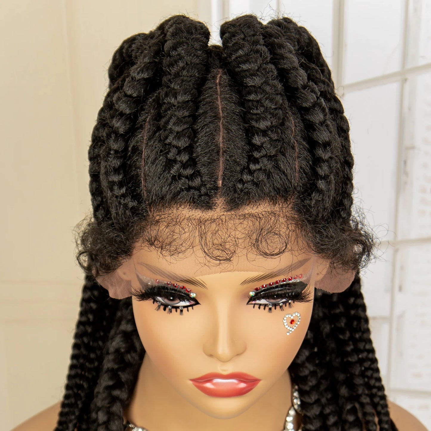 Braids SENSE Synthetic Ponytail Braided Wigs Lace Frontal 24 Inches African Knotless Twist Braids Wig for Black Women with Baby Hair