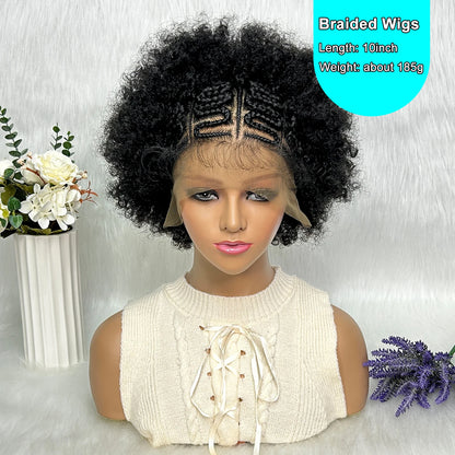 Braids SENSE 13x6 Lace Front Braided Wigs Africa Wig Synthetic Lace Front Wig With Baby Hair For Black Women Wig Kinky Curly Hair Wigs