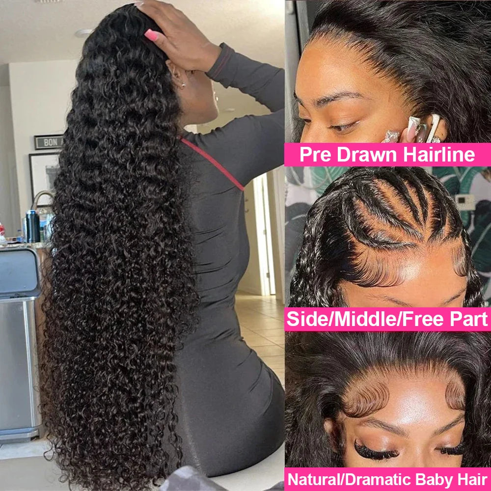 Lace wigs 250% 30 40Inches Hd Lace Wig 13x6 Human Hair Deep Wave Frontal Wig 13x4 Hd Lace 360 Water Wave Curly Human Hair Wig on Sale