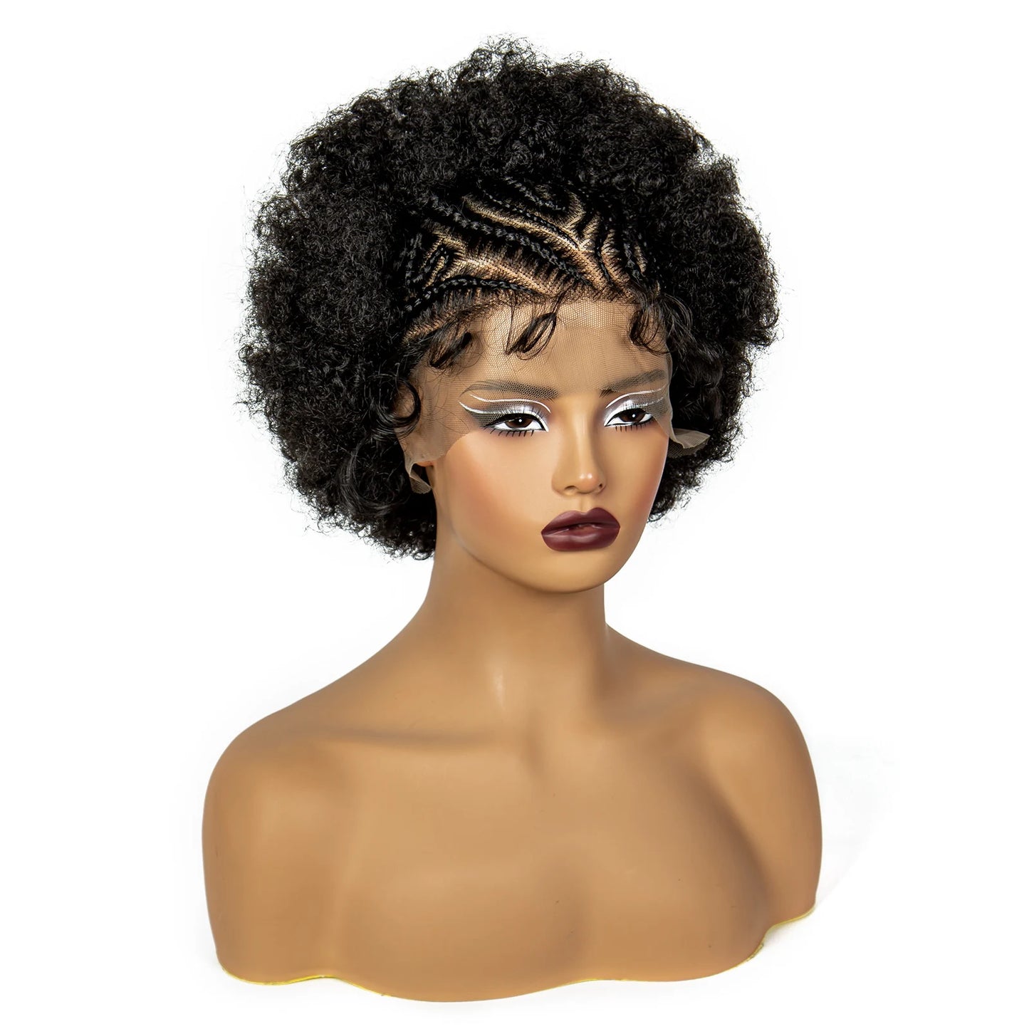 Braids SENSE Natural Afro Kinky Curly Braided Wigs Synthetic Transparent Lace Front Curly Braided Lace Wig With Baby Hair For Black Women