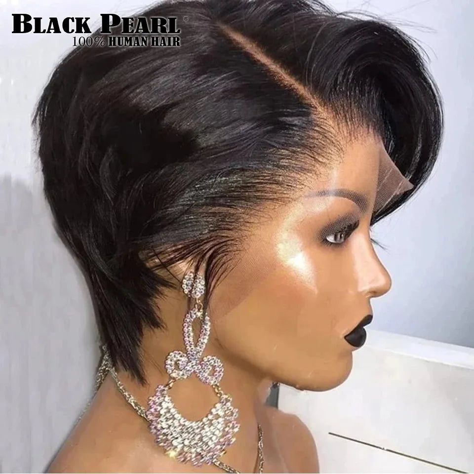 Short SENSE Short Human Hair Wigs Pixie Cut Straight Remy Brazilian Transparent Straight Bob Human Hair Wigs For Black Women