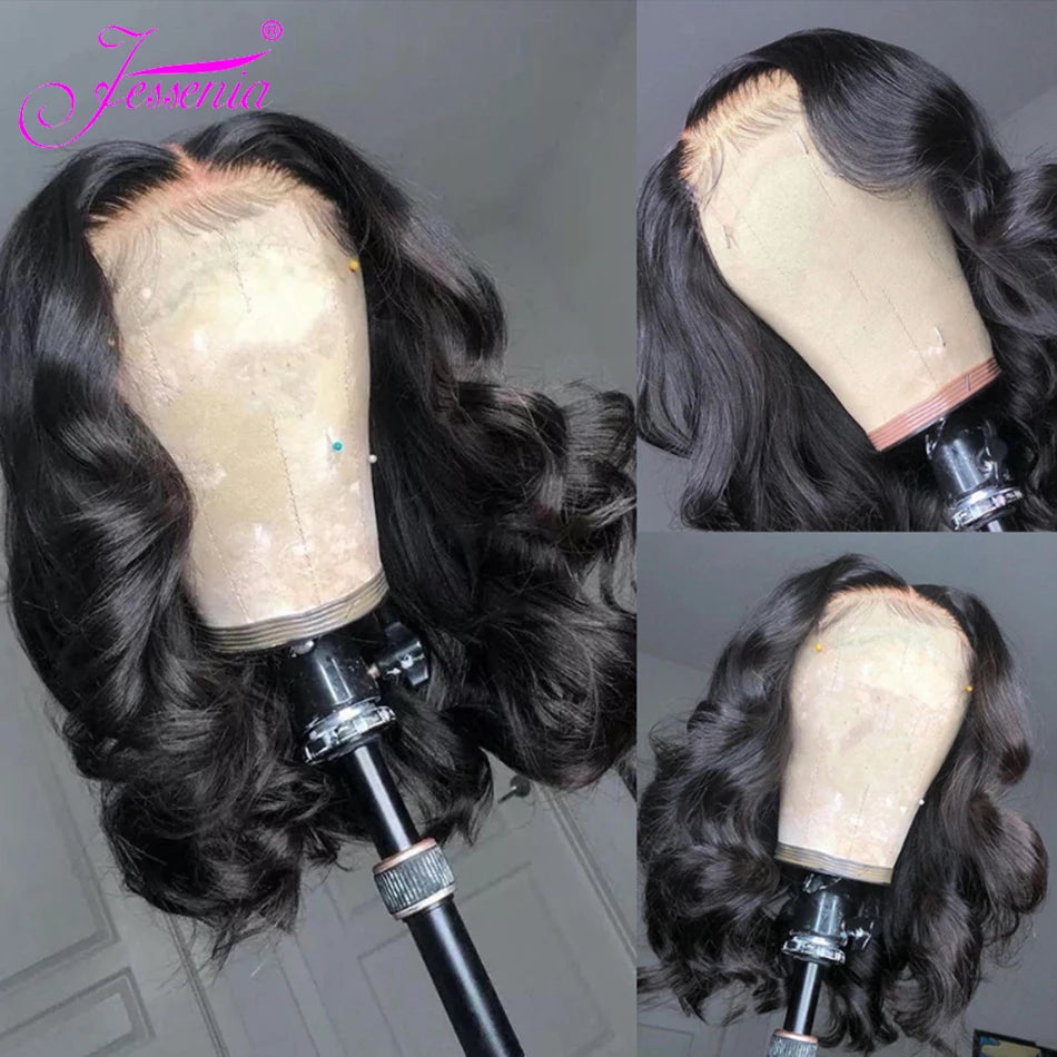 Short SENSE 13x4 Body Wave Lace Frontal Bob Wig Cheap Brazilain 100% Human Hair Virgin Wigs Remy 4x4 Bob HD Lace Closure Wig For Women Loose