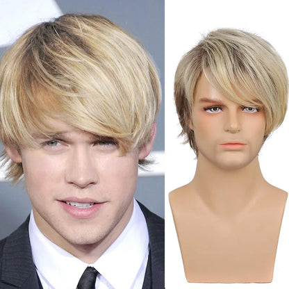 MEN'S SENSE BEAUTY Sylhair Men Wigs Short Silver Gray Wig Male Guy Short Layered Cosplay Costume Party Synthetic Heat Resistant Natural Hair